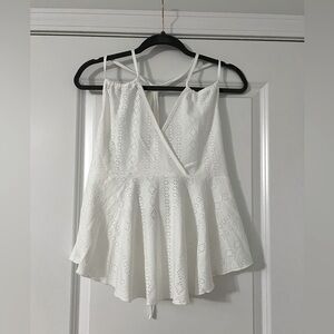 Eyelet halter style peplum top